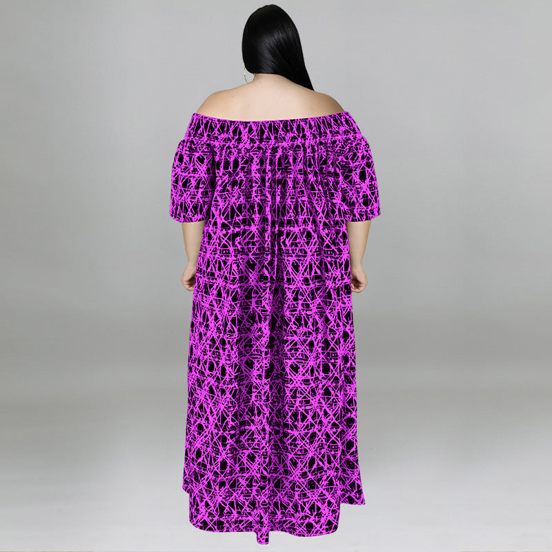 Casual Print Off Shoulder Dress