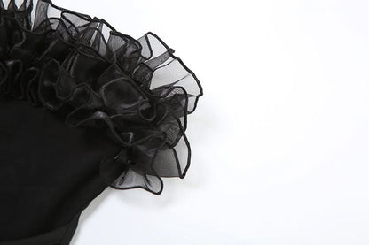 Ruffle mesh corset lace up mini dress  | Festival Outfits Women