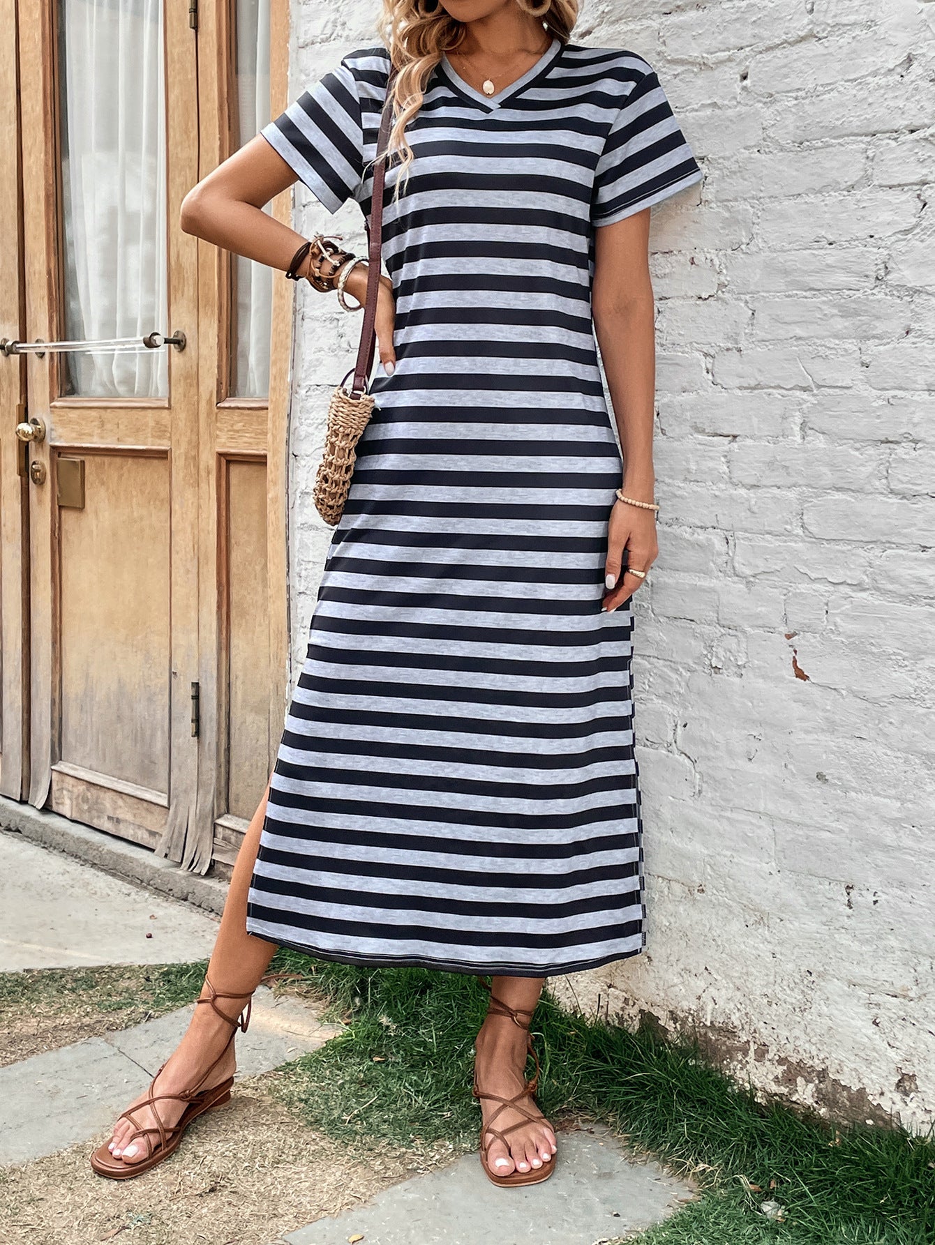 Women Loose Comfortable Striped Casual Dress