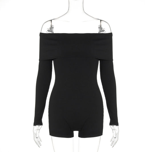 Autumn Sexy Off Shoulder Long Sleeve Knit Casual Jumpsuit