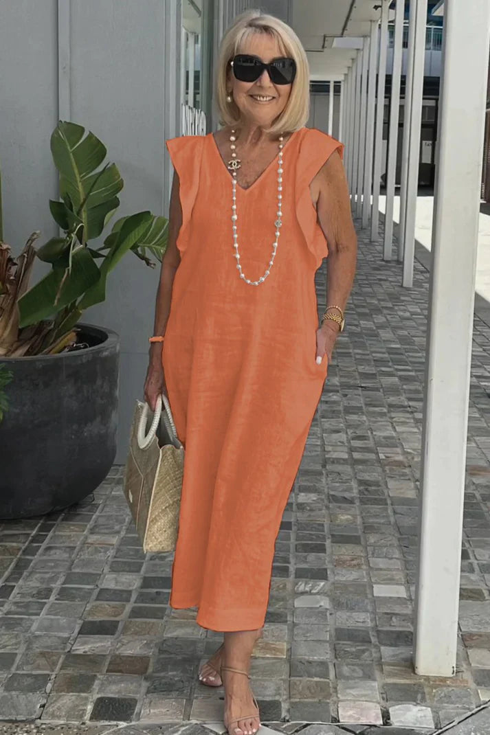 Chic Maxi Dress with V-Neck | Great for Everyday Wear