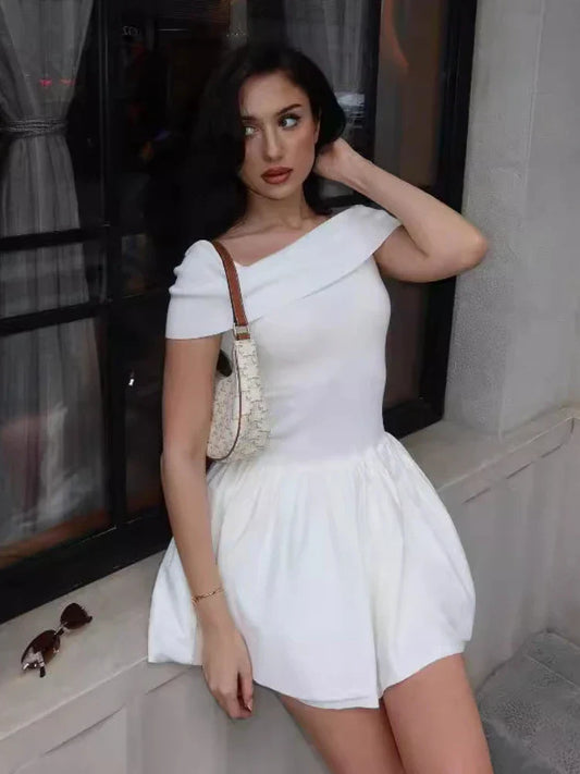 Off Shoulder Knit Summer Strapless Pink Draped Wedding Party Mini Dress