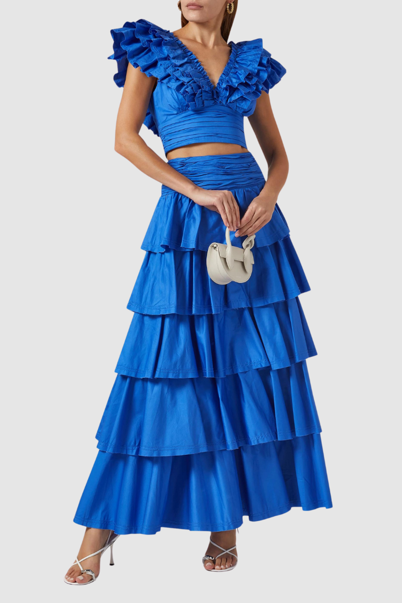 Conjunto de falda con volantes escalonados Ondine