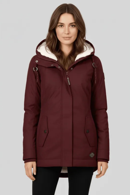 Mira Fleece Lined Hooded Longline Parka Coat