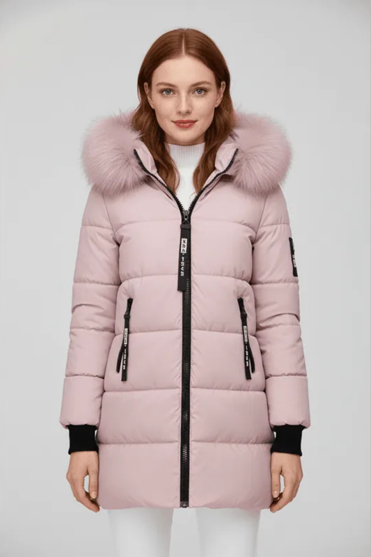 Sorelle Faux Trim Hooded Longline Puffer Coat