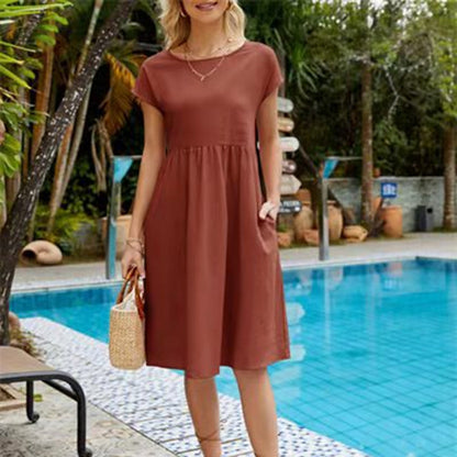 Women's Classic Roundneck Midi Dress  | Ideal for Spring/Summer