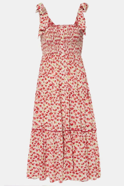 Poupette St Barth Triny Polka-dot Shirred Midi Dress