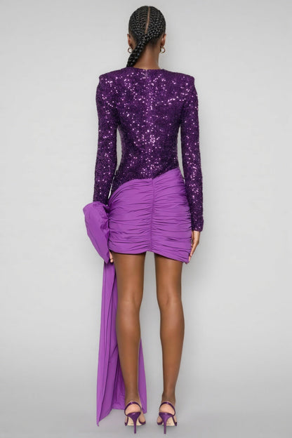 Yamia Sequin Bow Midi Dress