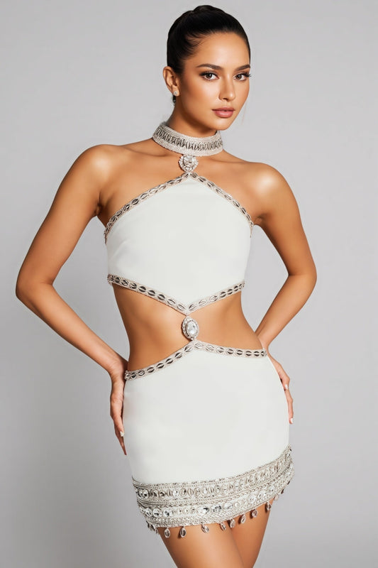 Luxe Bandage Cut Out Rivet Mini Dress