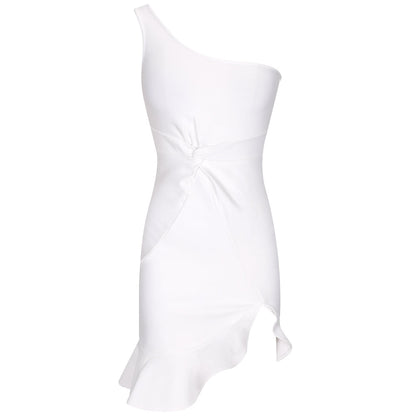 One Shoulder Sleeveless Asymmetrical Mini Bandage Dress PP091914