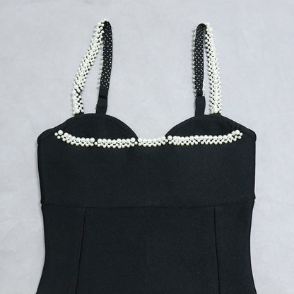 Strappy Sleeveless Midi Bubble Beads Bandage Dress PZC1936