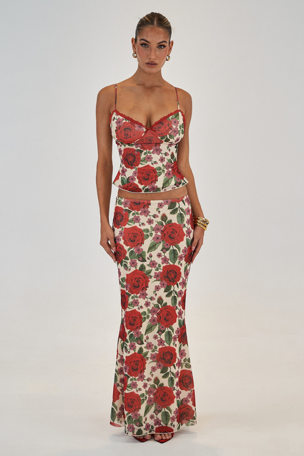 Conjunto de falda con rosa espagueti de Pelagie
