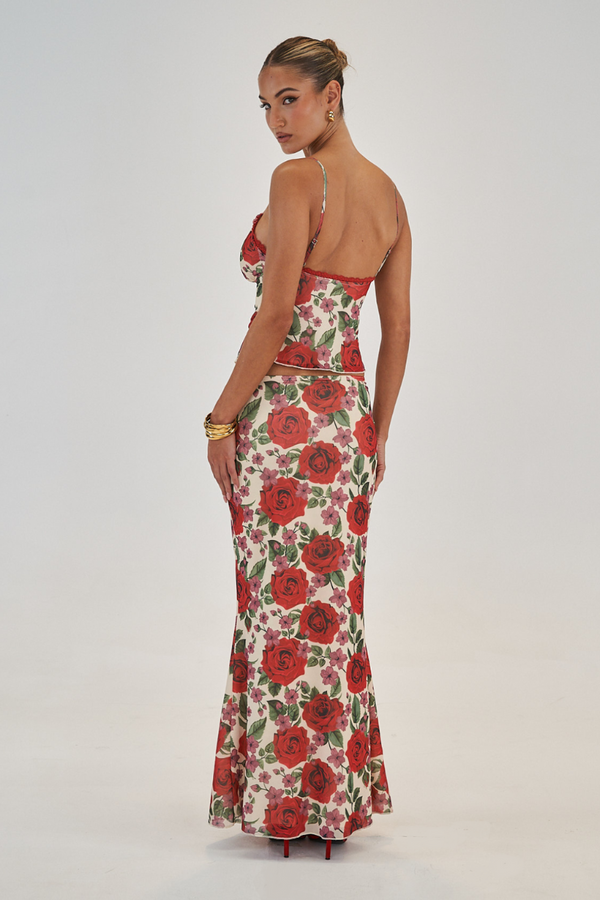 Conjunto de falda con rosa espagueti de Pelagie
