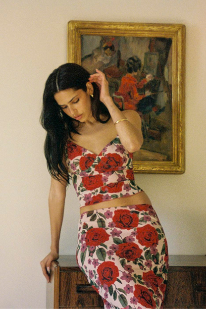 Conjunto de falda con rosa espagueti de Pelagie