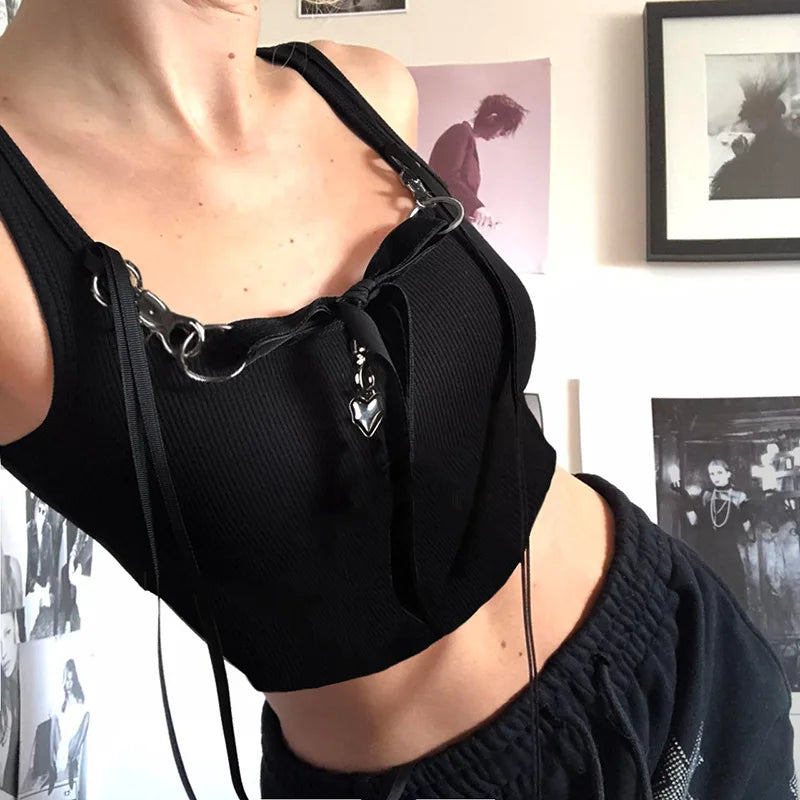 2025 Fashion Personalized Metal Decoration Spicy Girl Crop Top