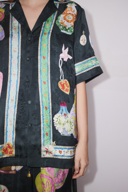 Conjunto de pantalones con estampado de floreros y cuello en V Philomène