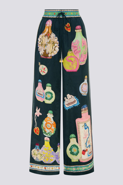 Conjunto de pantalones con estampado de floreros y cuello en V Philomène