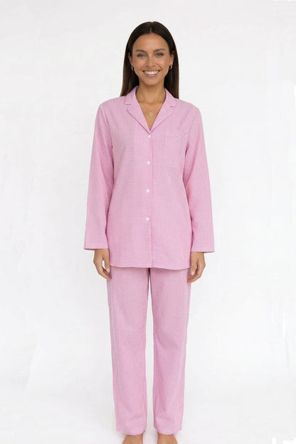 Plaid Blouse Cotton Two-piece Outfit