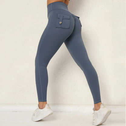 Pockets Yoga Pants High Waist Workout Fitness Running Tights Female Push Up Sports Leggings