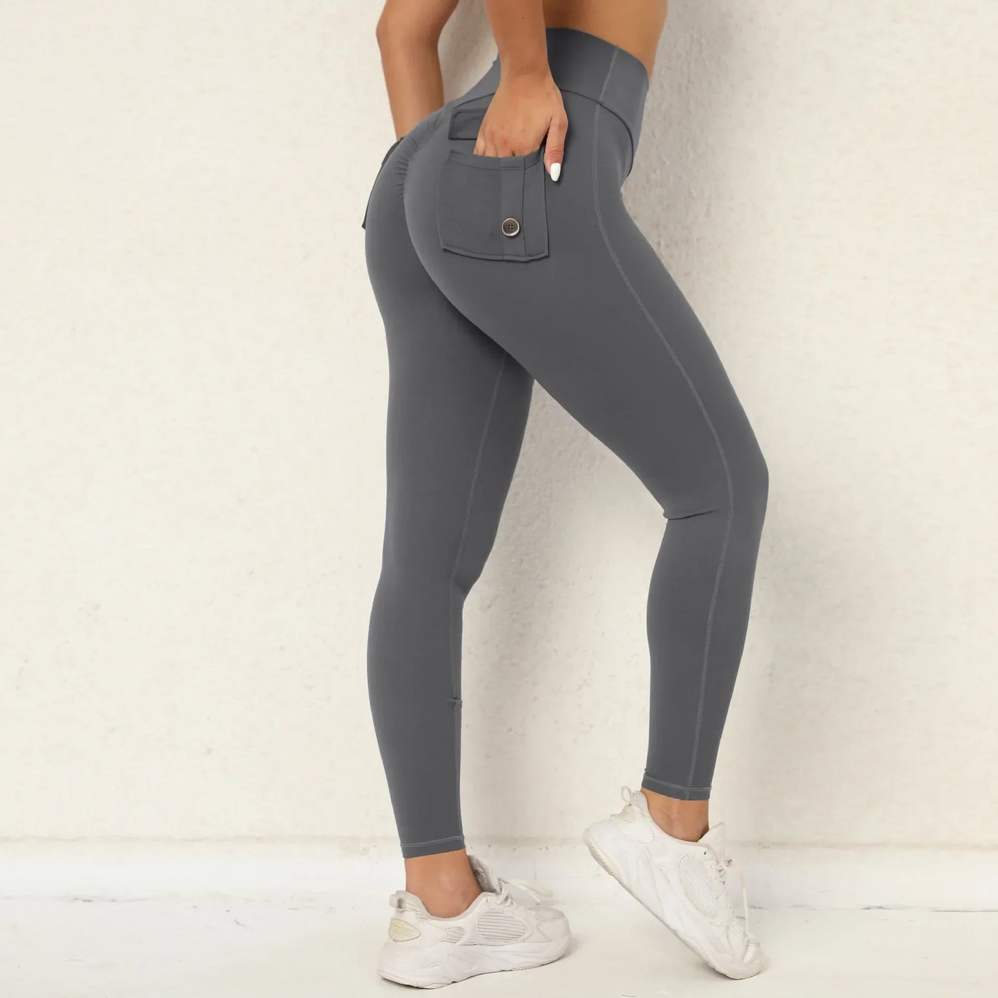Pockets Yoga Pants High Waist Workout Fitness Running Tights Female Push Up Sports Leggings