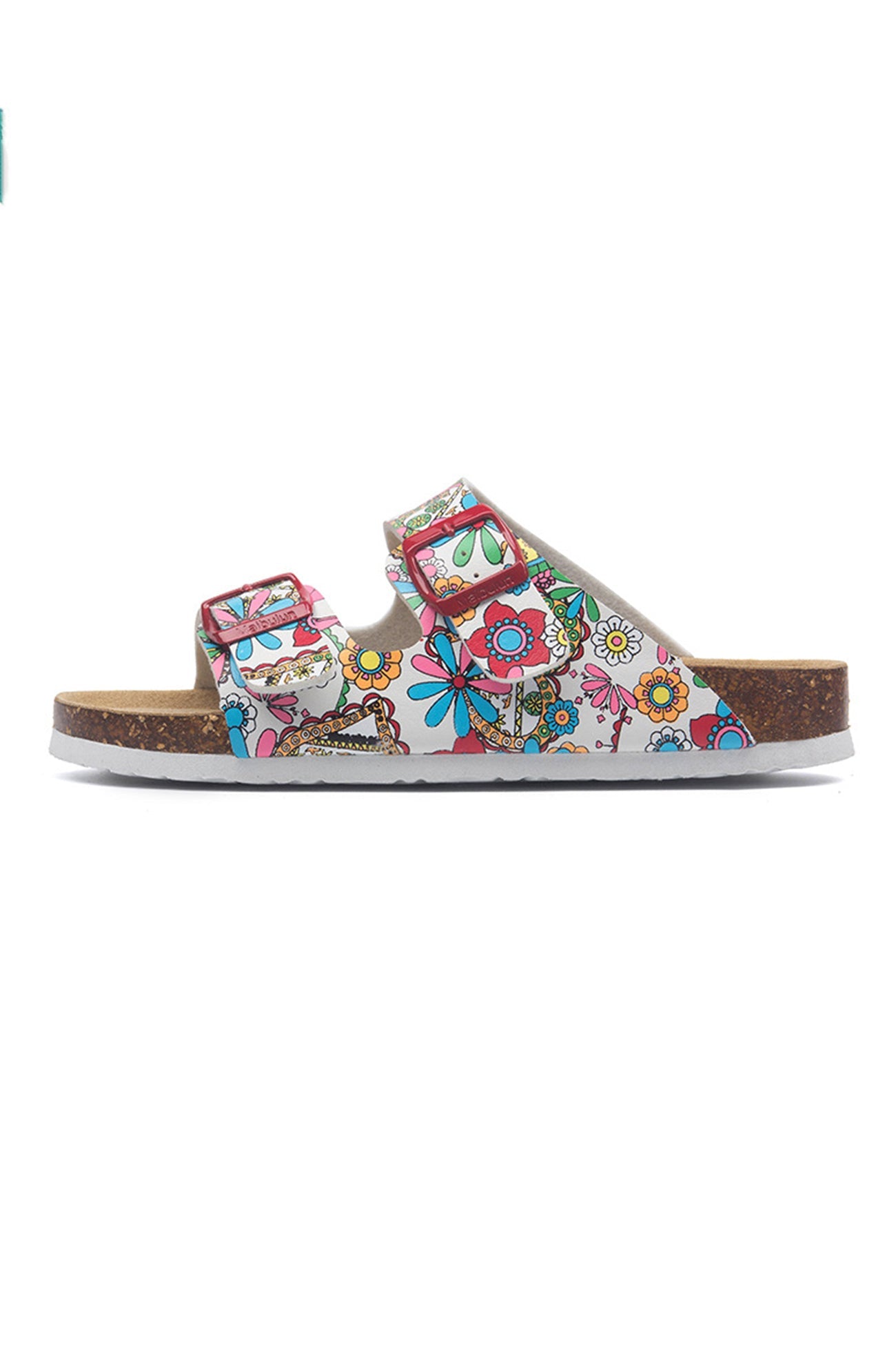 Printed Buckle Flat Sandals