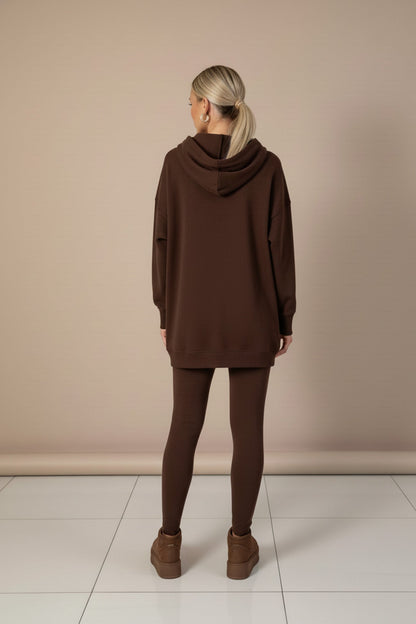 Printed Slit Hem Hoodie Legging Set