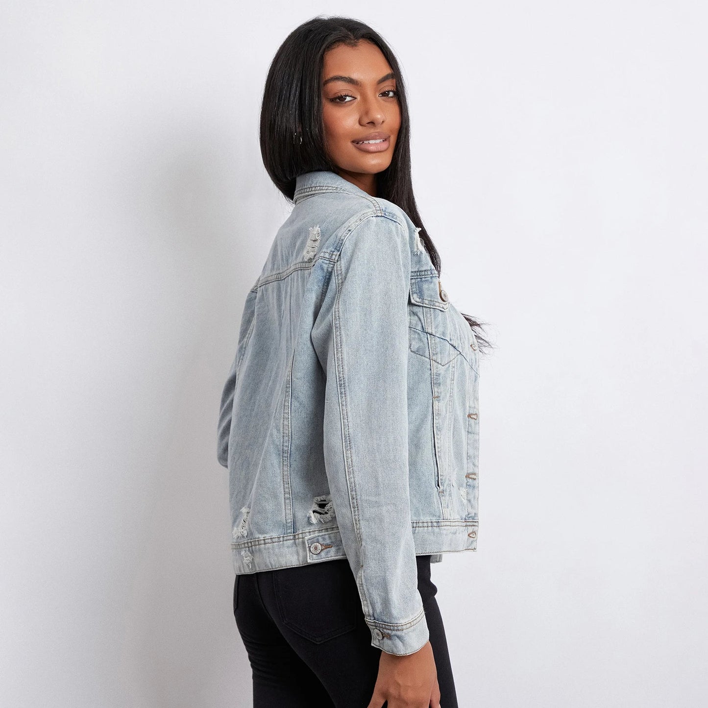 Stylish Holes Ripped Jacket Jacket