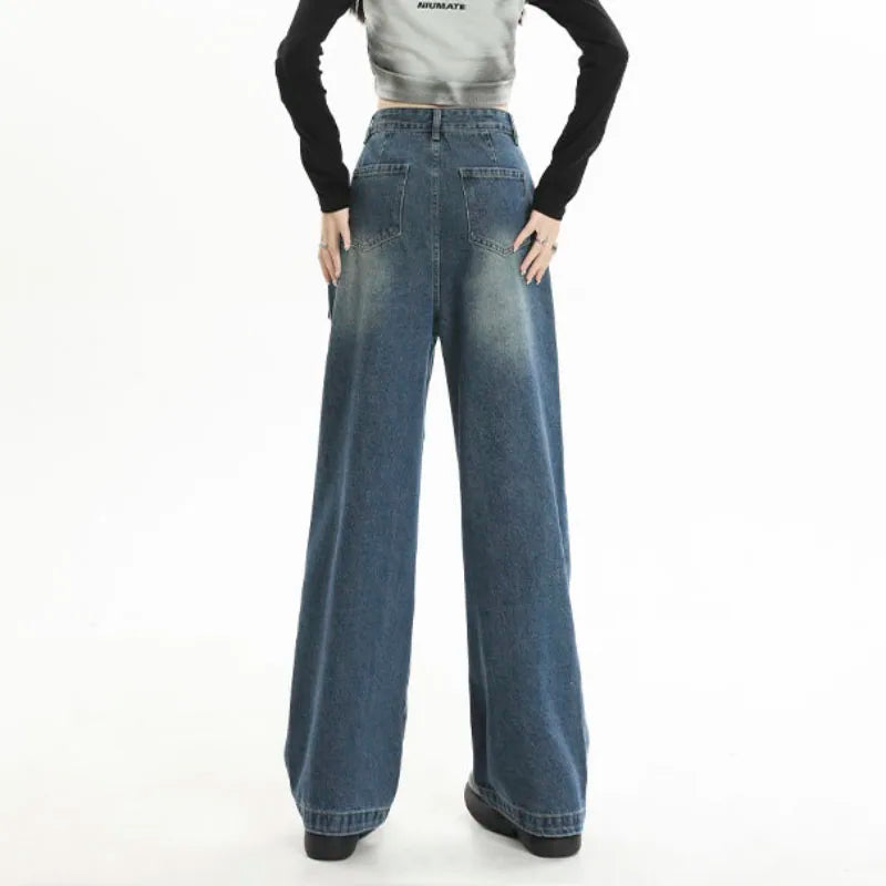 Punk Streetwear Pockets High Waist Wide Leg Jeans