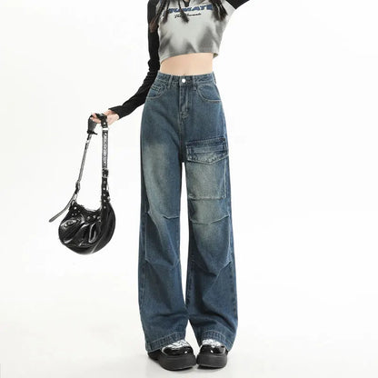 Punk Streetwear Pockets High Waist Wide Leg Jeans