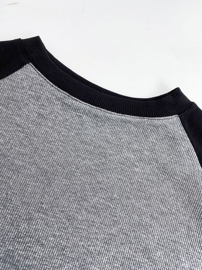 Raglan Sleeve Rib Crop Top