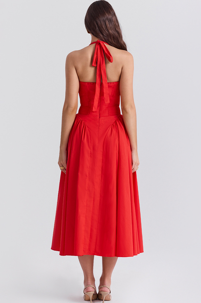 Adabella Cotton Halter Midi Sundress