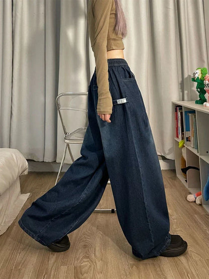 High Waist Elastic Oversized Denim Jeans