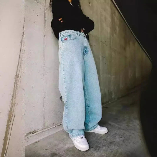 Vintage Hip Hop Embroidery Wide Leg Jeans
