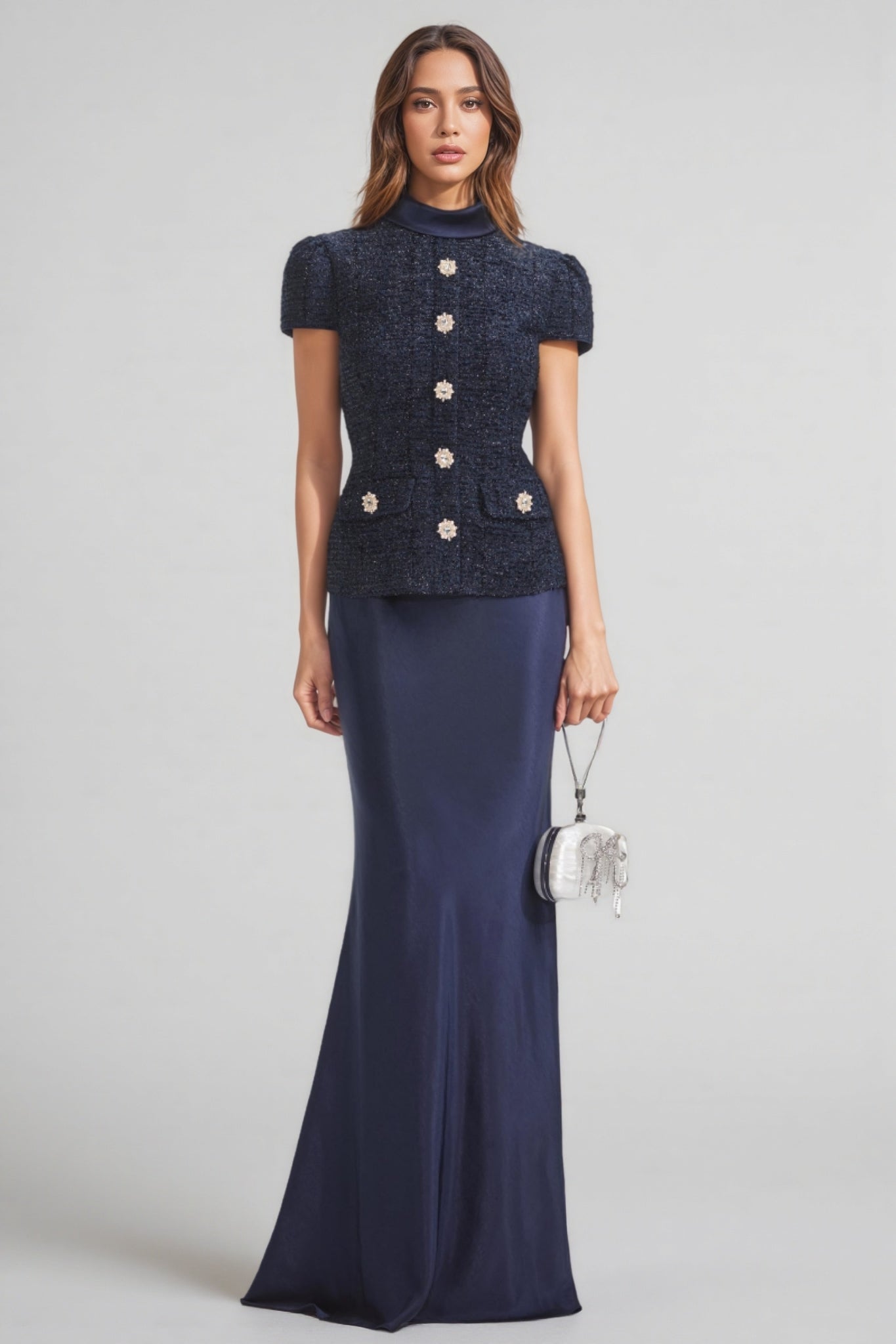 Thay Metallic Boucle Maxi Dress Set
