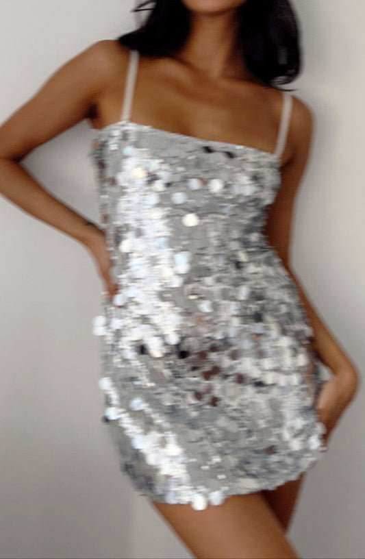 Laguna Silver Sparkle Mini Dress