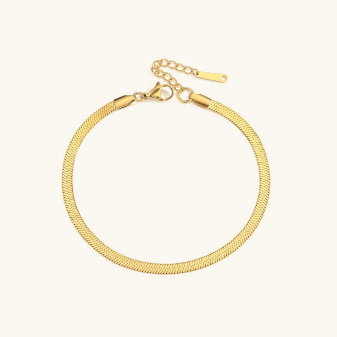 Radiant Gold Herringbone Anklet