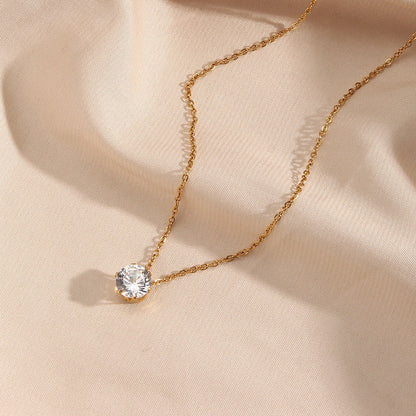 Radiant Solitaire - Gold Necklace