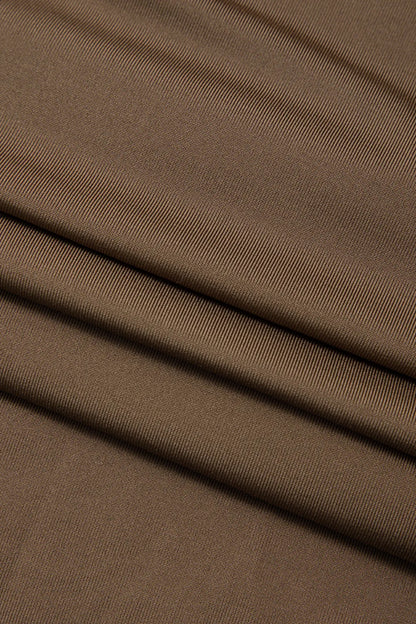 Reagan Brown V-neck Twist Long Sleeve Top and Ruched Maxi Skirt Set