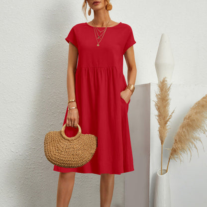 Women's Classic Roundneck Midi Dress  | Ideal for Spring/Summer
