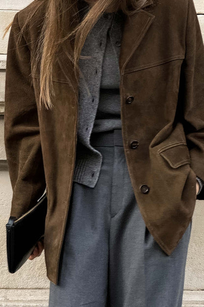 Retro Brown Suede Blazer