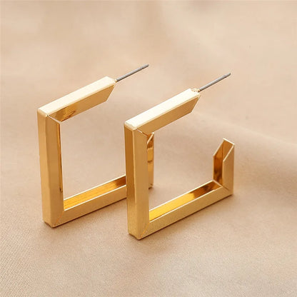 Retro Square Irregular Hoop New Exaggerated Cool Girl Fashion Accessories Earring