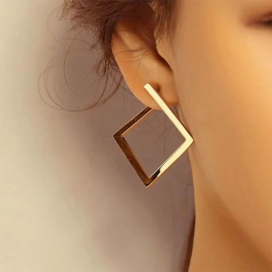 Retro Square Women Irregular Stud New Exaggerated Cold Wind Opening AccessOries Earring