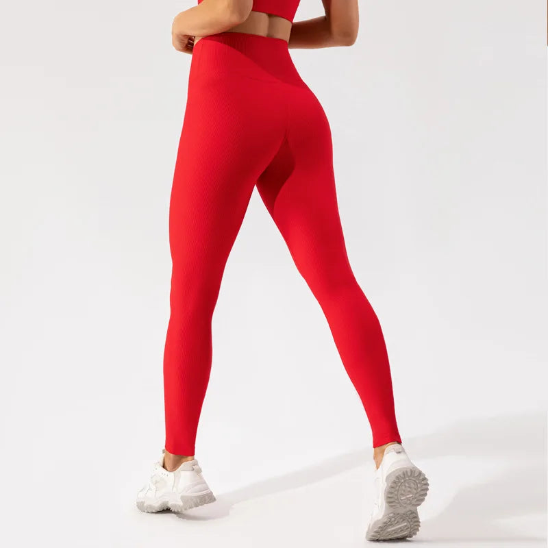 Ribbing Seamless Push Up Training Tights Fitness Workout Yoga Pants Sports Leggings