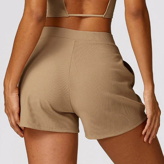 Women Pockets Gym Running Pants Workout Loose-fitting Female Yoga Clothing Sports Short