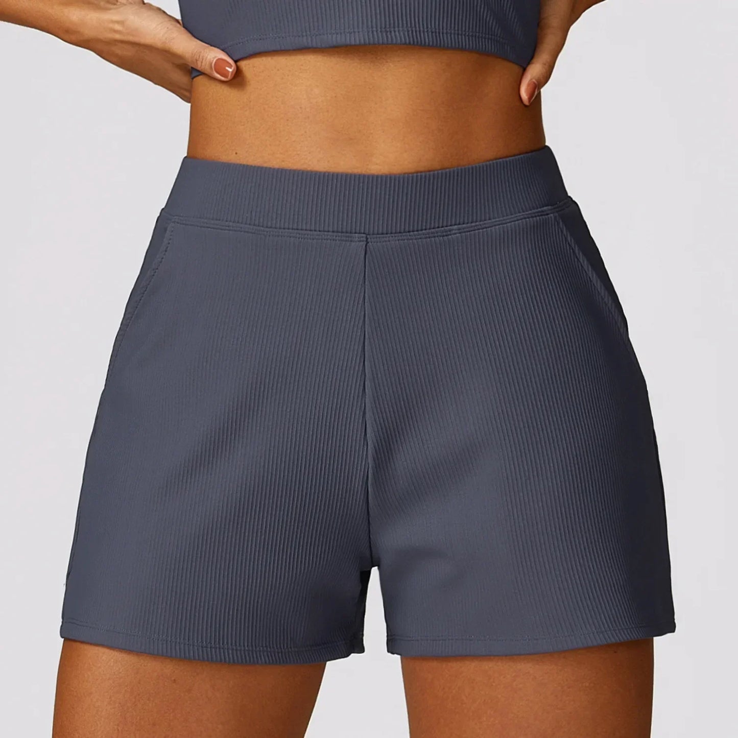 Women Pockets Gym Running Pants Workout Loose-fitting Female Yoga Clothing Sports Short