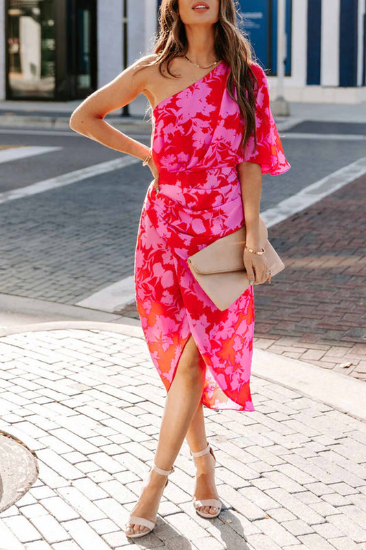 Vestido midi de un solo hombro Rilee