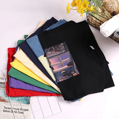 Rock Roll Electric Guitar Printed T-Shirt Women Casual Comfortable Tops Breathable Cool Short Sleeve O-Neck Street Tee Clothing
