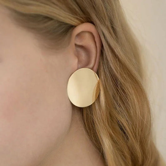 Round Golden Women Simple Metal Vintage Fashion Girls Brincos Earring