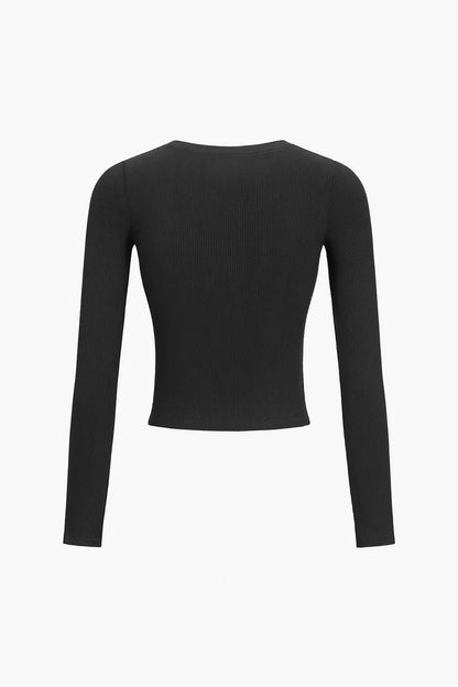 Ruana Solid Button Down Long Sleeve Crop Shirt