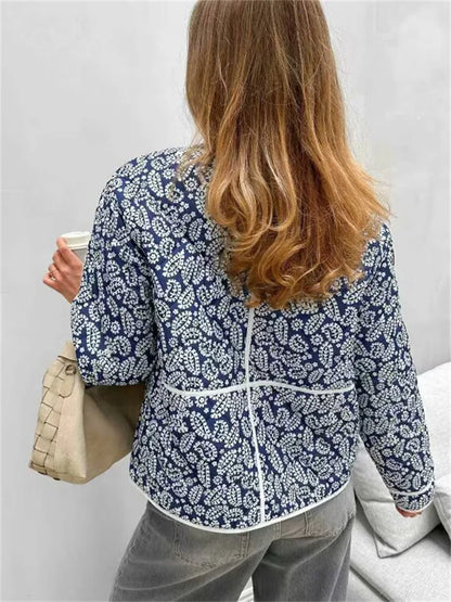 Fashion Printed Patchwork Jackets Female Contrast Loose Long Sleeve Autumn  Pocket High Street Coat Women’s Cardigan